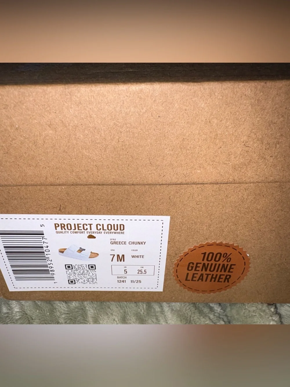 Project Cloud leather White Double-Buckle Slide platform Sandals sz 7 new